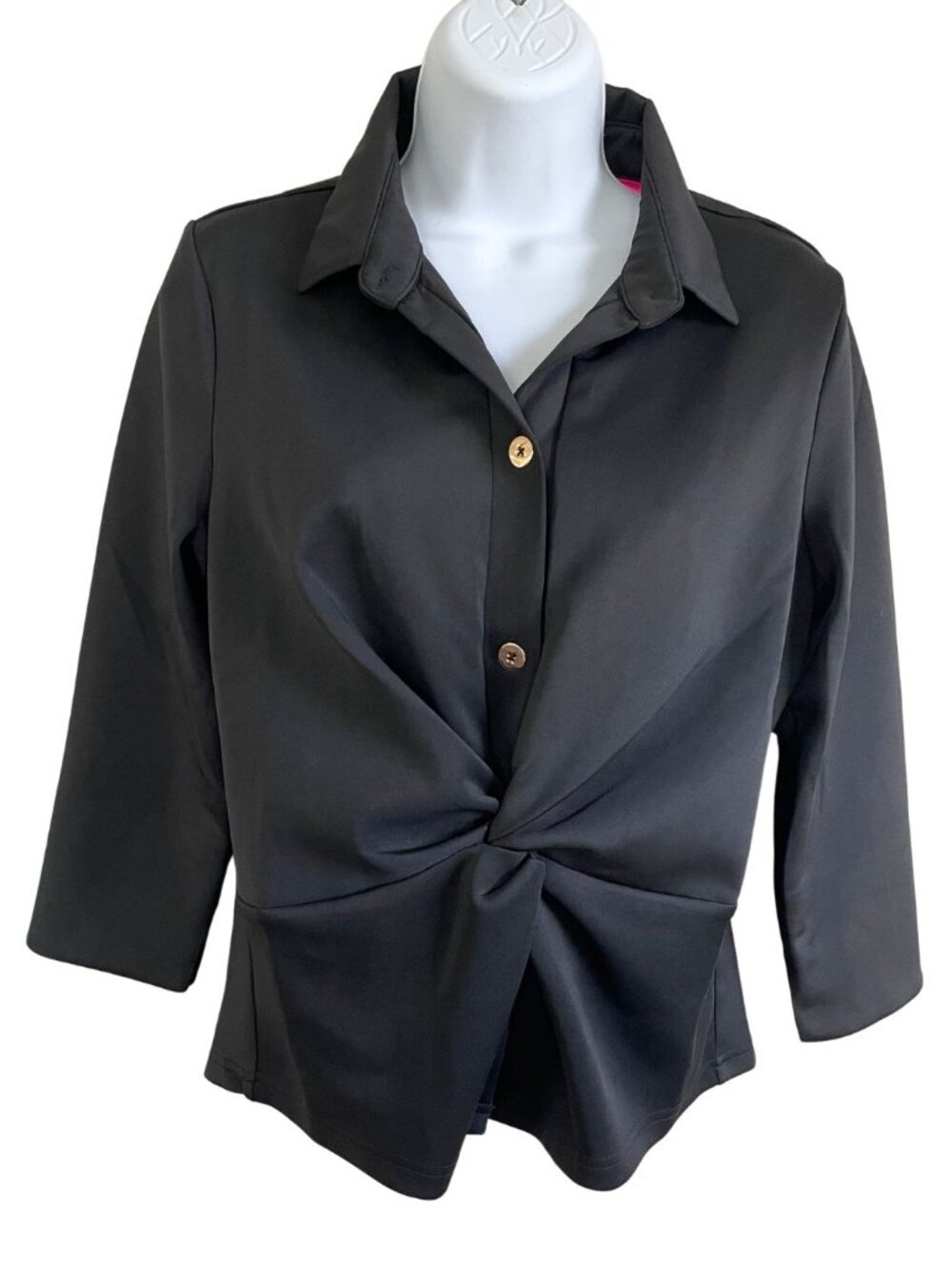 NWT Gretchen Scott Twist & Shout Top Black Sz S Minimalist Classic Resortwear - Picture 2 of 9